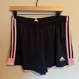 Adidas Black Shorts with Pink Stripes